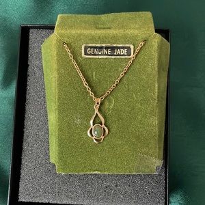 Dainty Jade pendant with gold chain